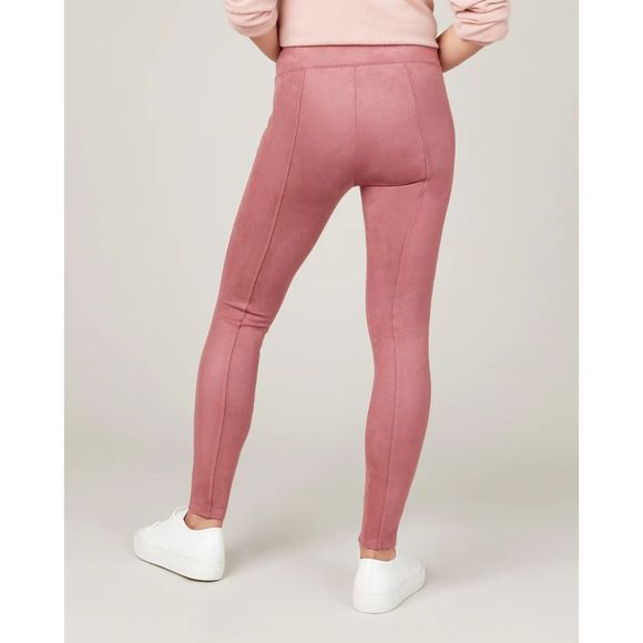 Spanx 20322Q Women's Sz M Rich Rose Pink Faux Suede High Waisted Leggings - Picture 2 of 11